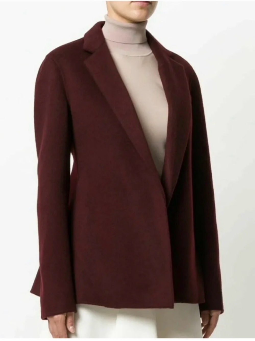 Theory Womens Red Wool & Cashmere Pleat Jacket of New Divide Sz 2